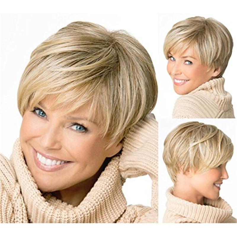 New Fashion Women Western Inclined Bang Short Straight Wigs
