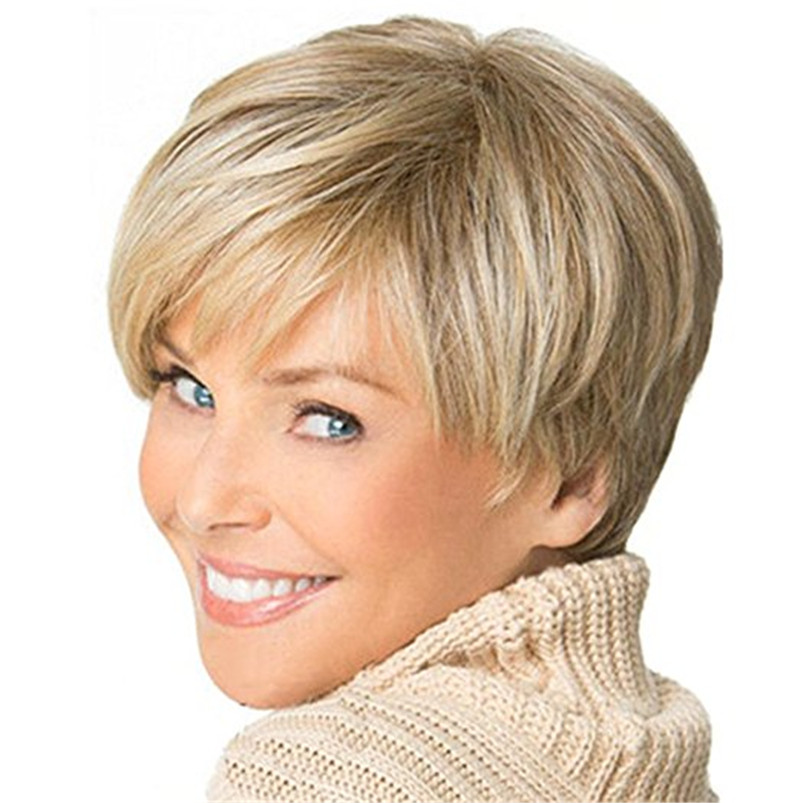 New Fashion Women Western Inclined Bang Short Straight Wigs