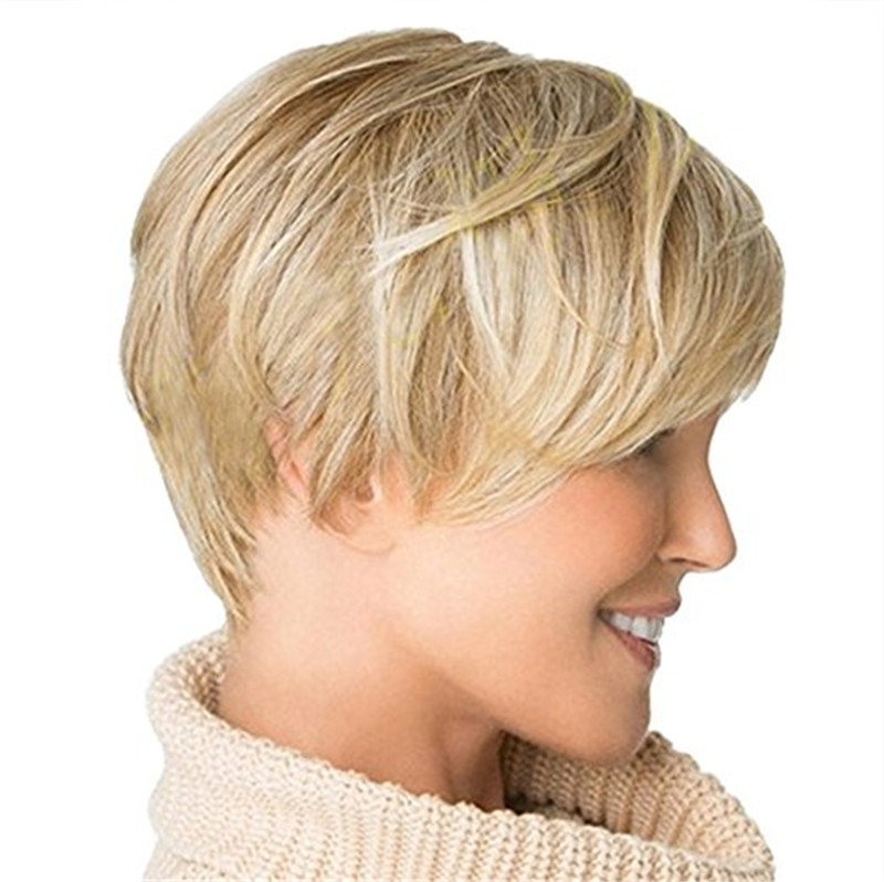 New Fashion Women Western Inclined Bang Short Straight Wigs
