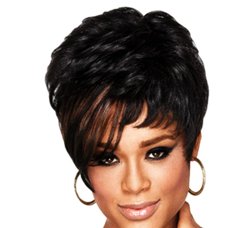 Short Wigs Female Cut Wig Heat Resistant Synthetic Wigs for Black Women