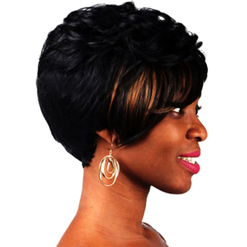 Short Wigs Female Cut Wig Heat Resistant Synthetic Wigs for Black Women