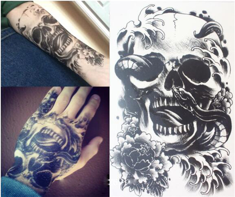 Halloween Tattoo Decals Skull Body Art Waterproof Paper Tattoo Stickers