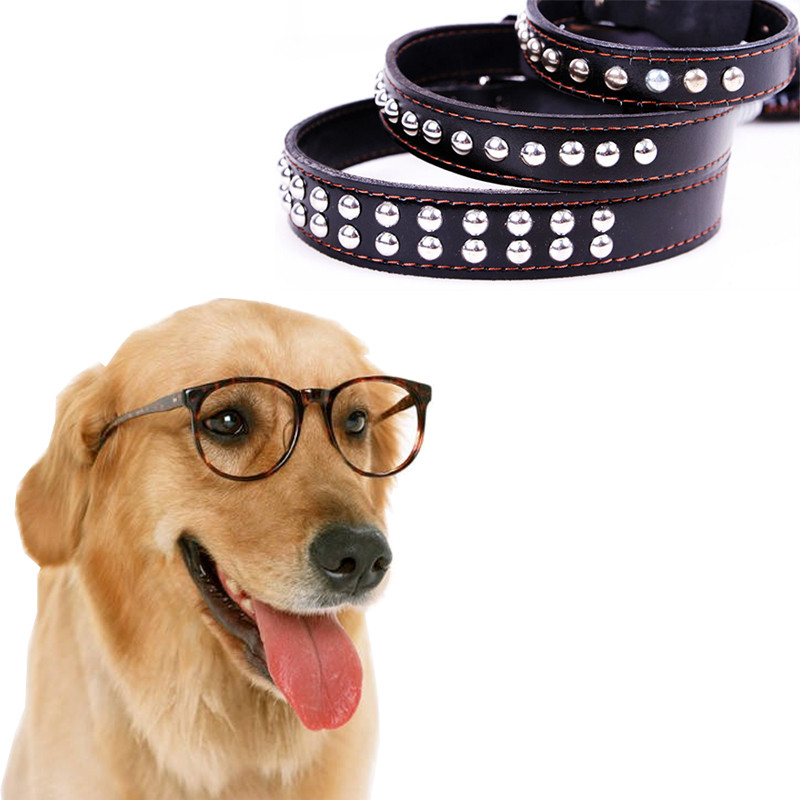 New Leather Large Dog Leashes Pet Traction Rope Collar belt Kit