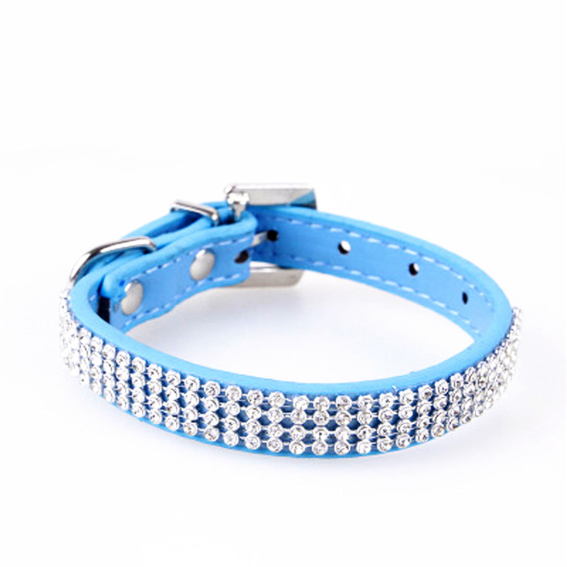 Bling Crystal Rhinestone PU Leather Puppy Dog Pet Collars Cat Collars