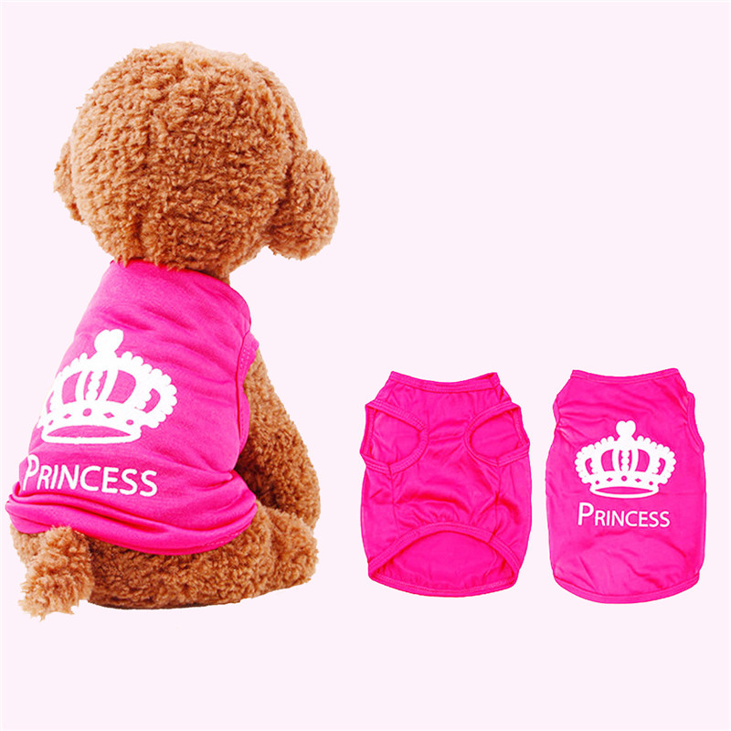 Hot Pet clothing dog vest rose red crown Teddy breathable polyester pet clothes