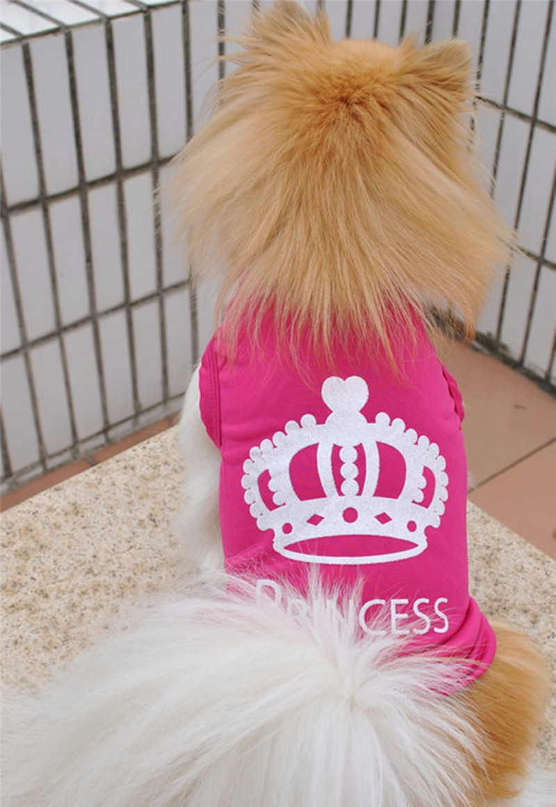 Hot Pet clothing dog vest rose red crown Teddy breathable polyester pet clothes