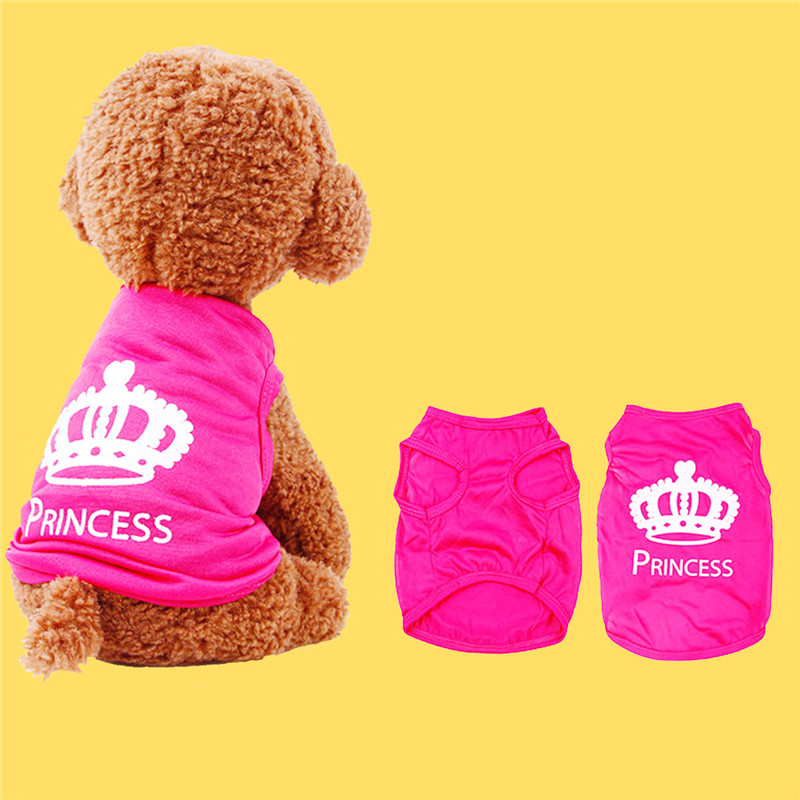 Hot Pet clothing dog vest rose red crown Teddy breathable polyester pet clothes