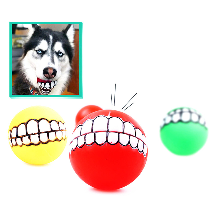 Pet Puppy Kitten Natural Rubber Pet Toy Teeth Pattern Utterance Ball