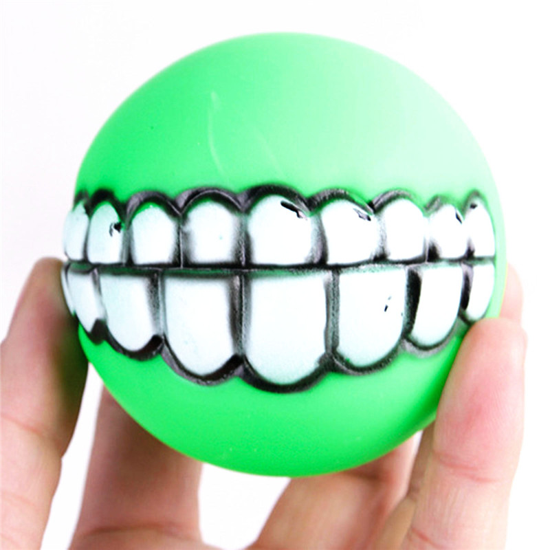 Pet Puppy Kitten Natural Rubber Pet Toy Teeth Pattern Utterance Ball