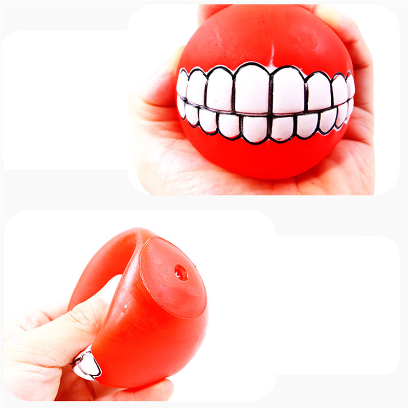 Pet Puppy Kitten Natural Rubber Pet Toy Teeth Pattern Utterance Ball