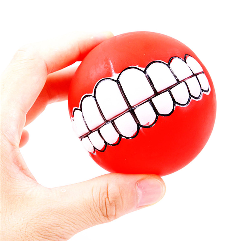 Pet Puppy Kitten Natural Rubber Pet Toy Teeth Pattern Utterance Ball