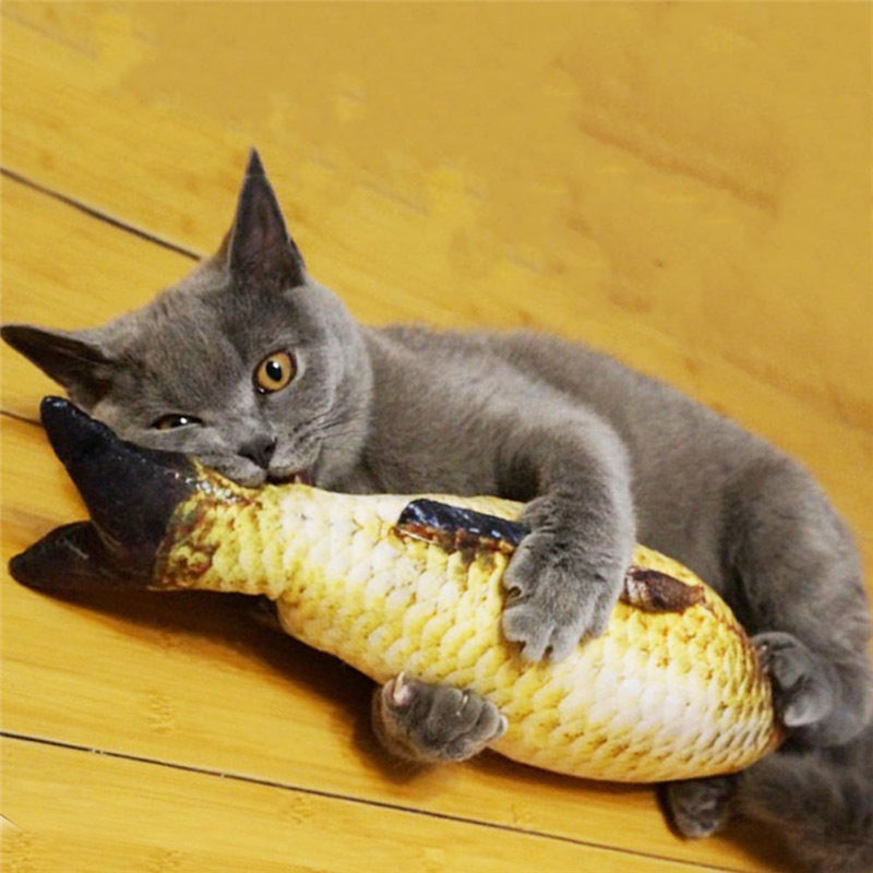 Catnip Toys Simulation Plush Fish Carp Shape Doll Interactive Pets Pillow Chew Bite Supplies