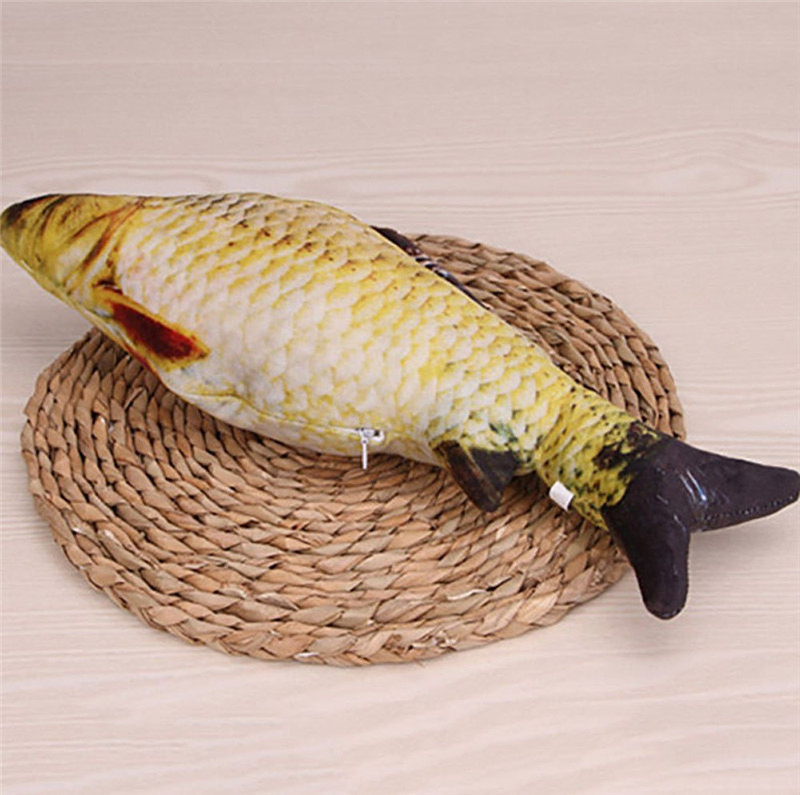 Catnip Toys Simulation Plush Fish Carp Shape Doll Interactive Pets Pillow Chew Bite Supplies