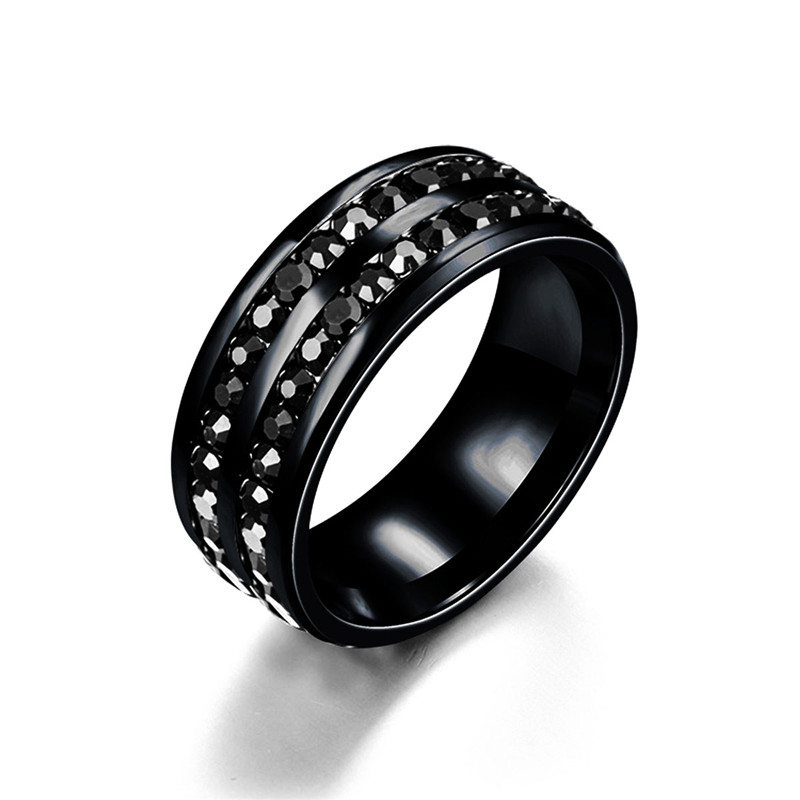 2 Rows Crystal Engagement Rings Four Colors Costume Wedding Rings for Women