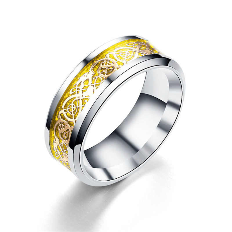 Vintage Four Colors stainless steel Dragon Ring Mens Jewelry for Wedding Band male ring for lovers