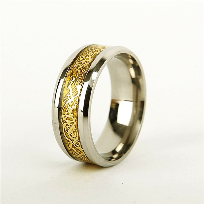 Vintage Four Colors stainless steel Dragon Ring Mens Jewelry for Wedding Band male ring for lovers