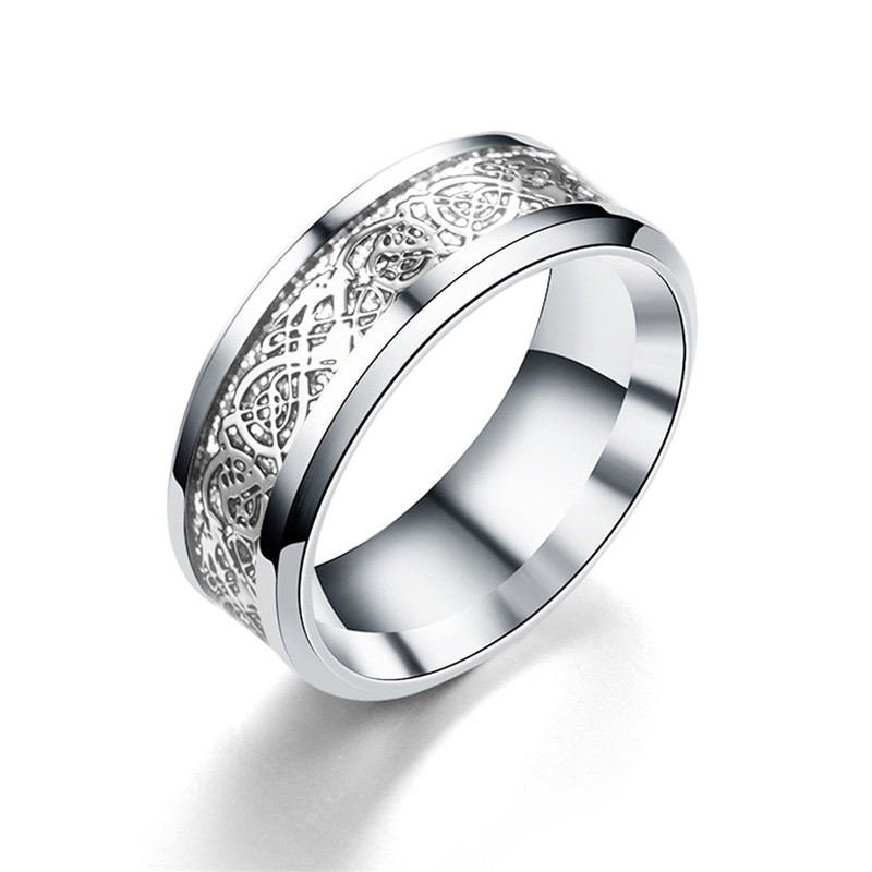 Vintage Four Colors stainless steel Dragon Ring Mens Jewelry for Wedding Band male ring for lovers