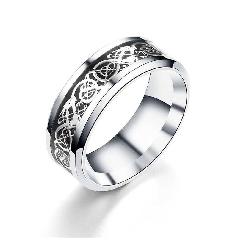 Vintage Four Colors stainless steel Dragon Ring Mens Jewelry for Wedding Band male ring for lovers