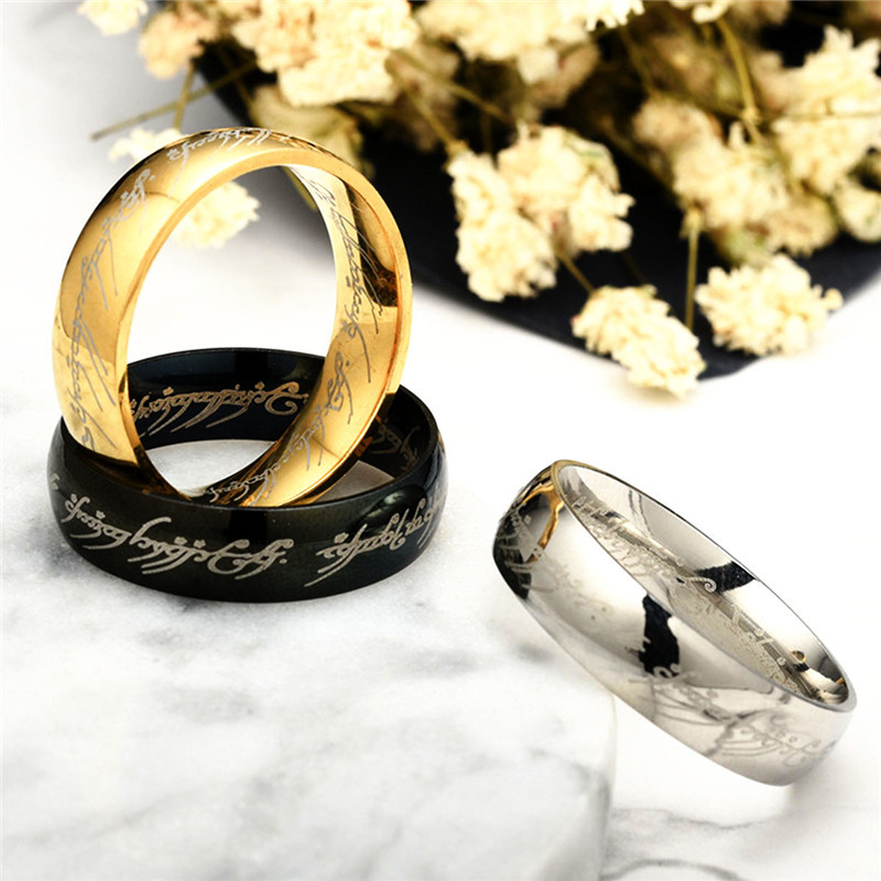 New Hobbit Letter Rings Stainless Steel the Lord Rings Titanium Wedding Rings for Man