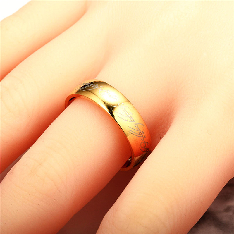 New Hobbit Letter Rings Stainless Steel the Lord Rings Titanium Wedding Rings for Man