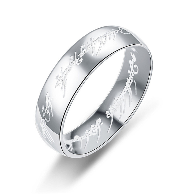 New Hobbit Letter Rings Stainless Steel the Lord Rings Titanium Wedding Rings for Man