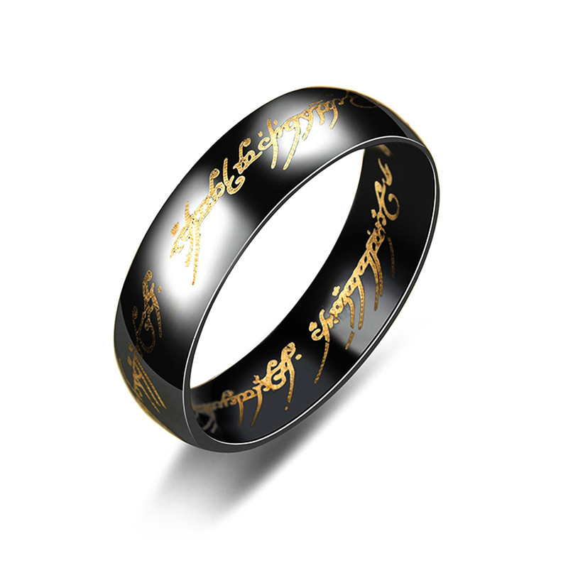 New Hobbit Letter Rings Stainless Steel the Lord Rings Titanium Wedding Rings for Man