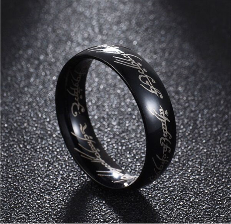 New Hobbit Letter Rings Stainless Steel the Lord Rings Titanium Wedding Rings for Man