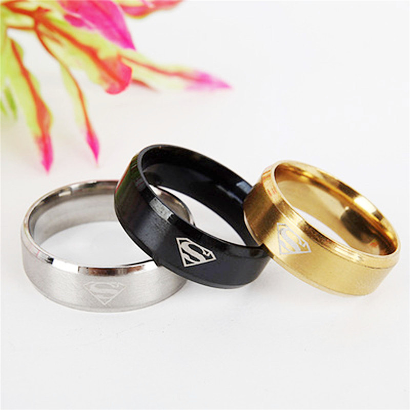 8mm Fashion Stainless Steel Superman Rings Wedding Rings for Men &amp; Women Jewelry 3 Colors