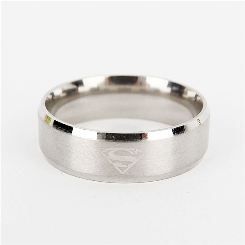 8mm Fashion Stainless Steel Superman Rings Wedding Rings for Men &amp; Women Jewelry 3 Colors
