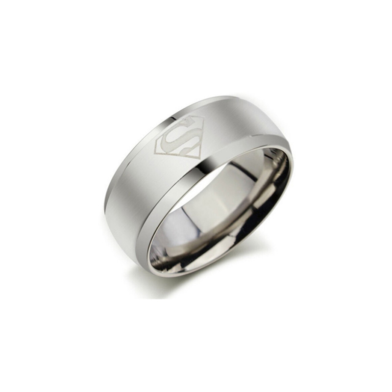8mm Fashion Stainless Steel Superman Rings Wedding Rings for Men &amp; Women Jewelry 3 Colors