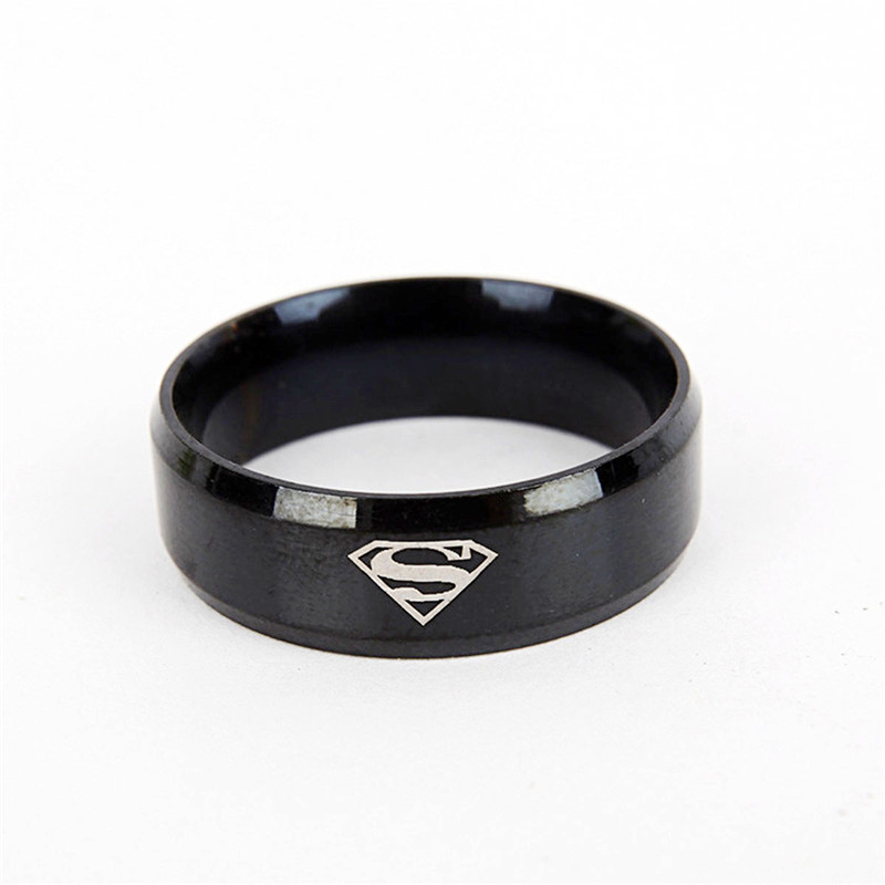 8mm Fashion Stainless Steel Superman Rings Wedding Rings for Men &amp; Women Jewelry 3 Colors