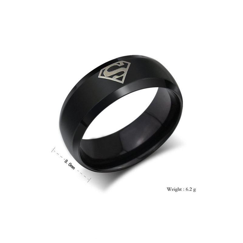 8mm Fashion Stainless Steel Superman Rings Wedding Rings for Men &amp; Women Jewelry 3 Colors