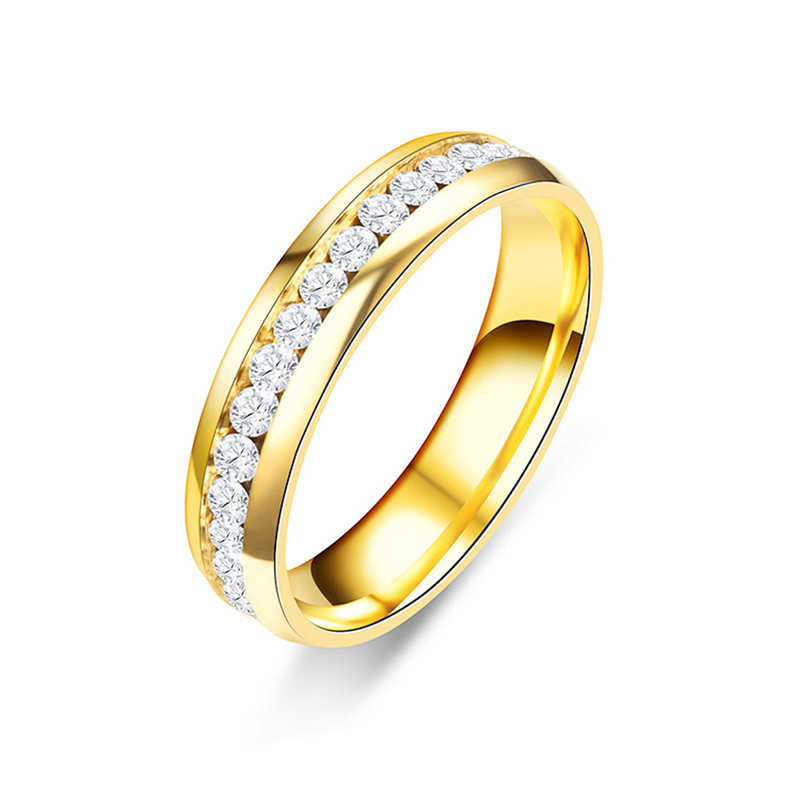 Fashion Stainless Steel Rhinestones Rings for Women Small Surround Jewelry