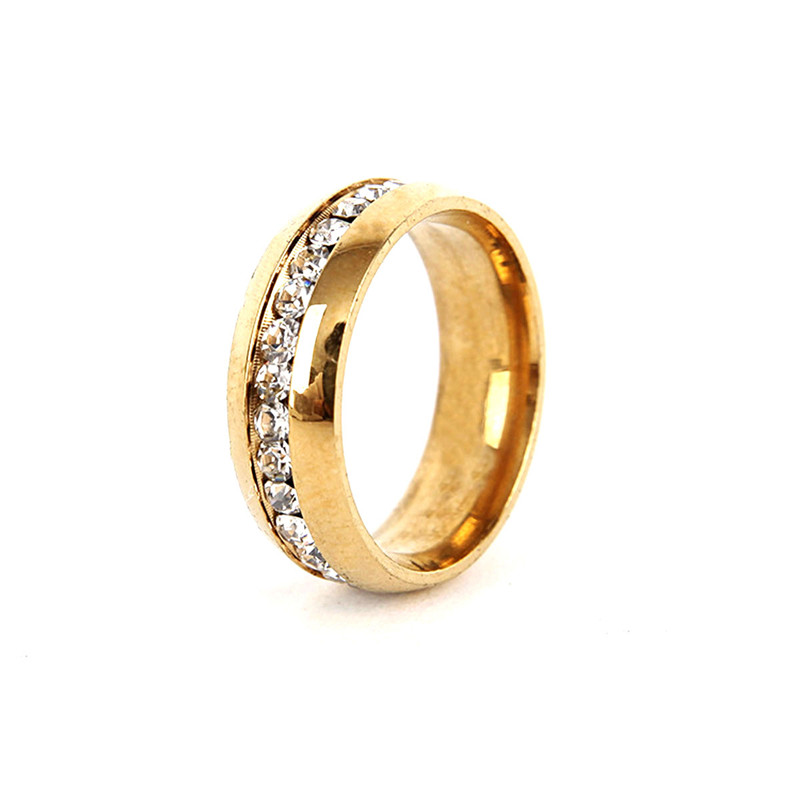 Fashion Stainless Steel Rhinestones Rings for Women Small Surround Jewelry