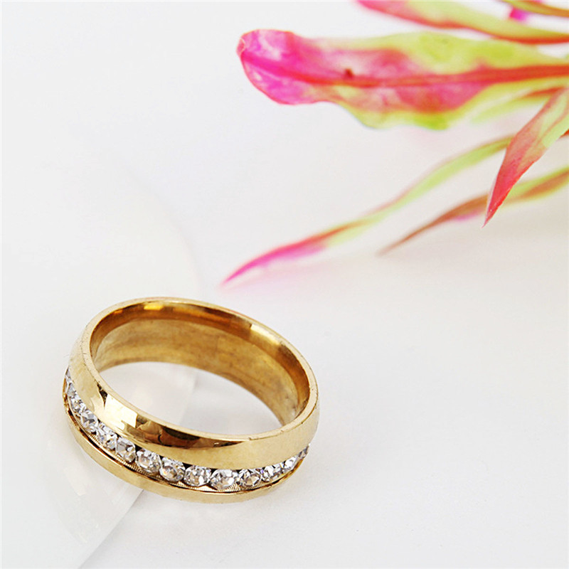 Fashion Stainless Steel Rhinestones Rings for Women Small Surround Jewelry