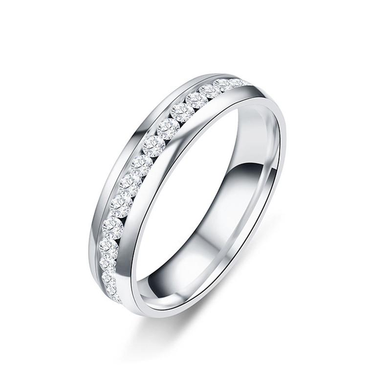 Fashion Stainless Steel Rhinestones Rings for Women Small Surround Jewelry