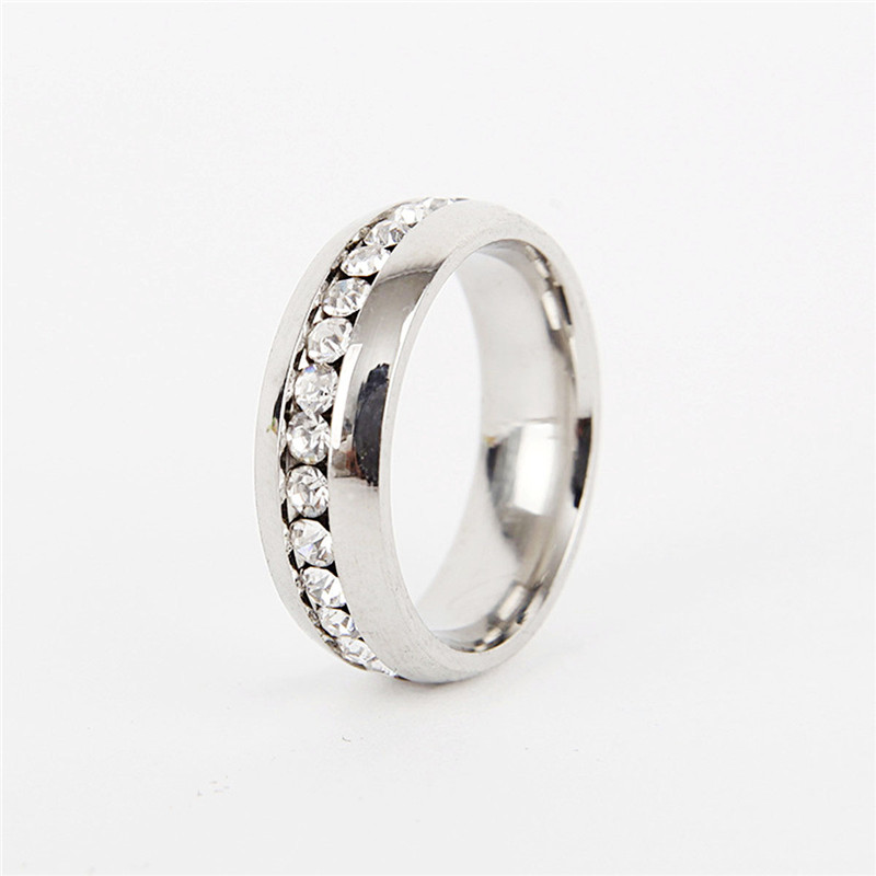 Fashion Stainless Steel Rhinestones Rings for Women Small Surround Jewelry