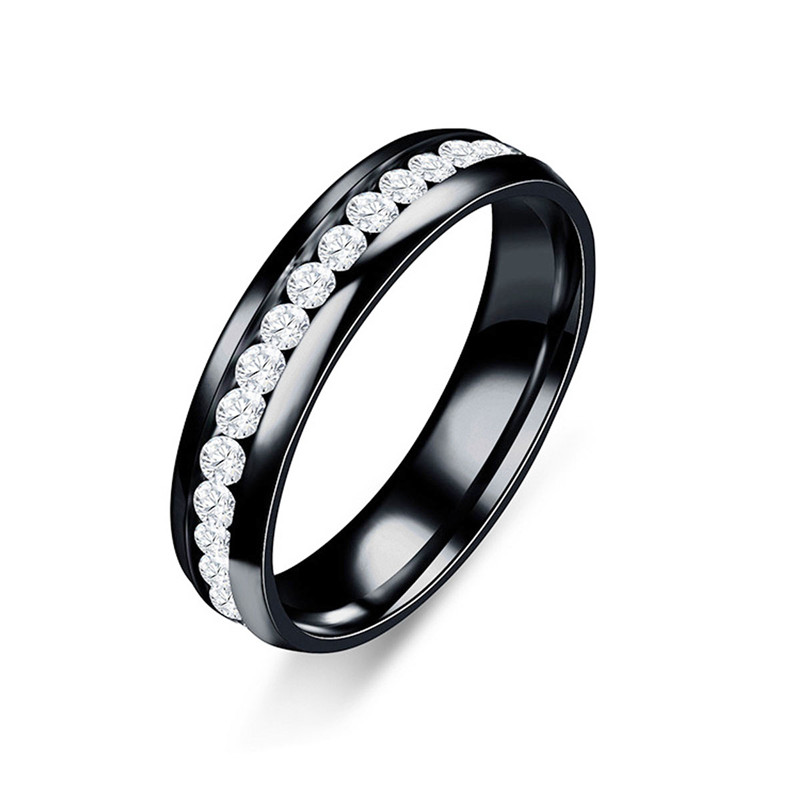 Fashion Stainless Steel Rhinestones Rings for Women Small Surround Jewelry