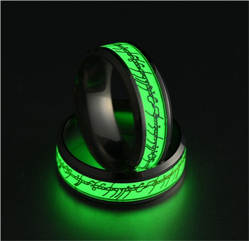 New Fashion Luminous Ring Glow In The Dark Gold Inlay Green Background Silver Men Woman Rings