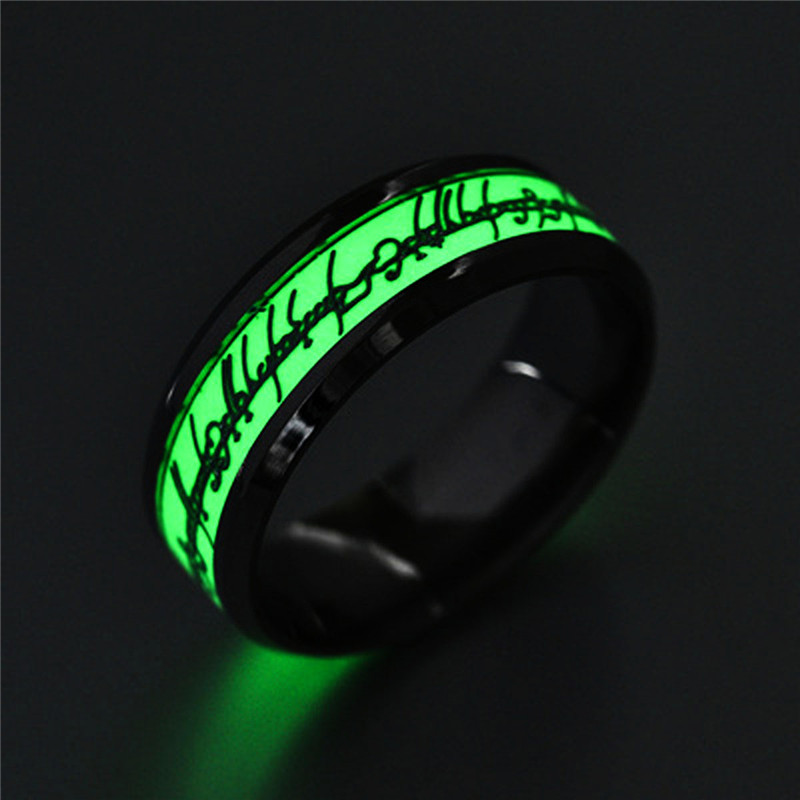 New Fashion Luminous Ring Glow In The Dark Gold Inlay Green Background Silver Men Woman Rings