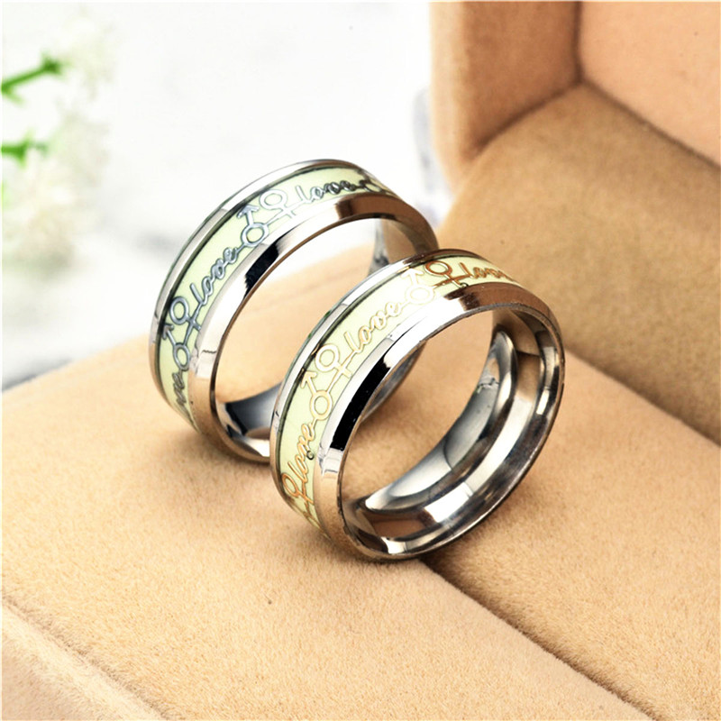 Fashion Couple Ring Nighttime Luminous Eternal Love Ring