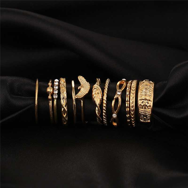 12 PC Charm Gold  Midi Finger Ring Set for Women Vintage Boho Knuckle Party Rings Punk Jewelry Gifts