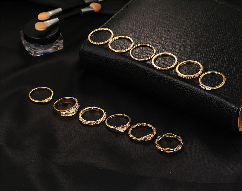 12 PC Charm Gold  Midi Finger Ring Set for Women Vintage Boho Knuckle Party Rings Punk Jewelry Gifts