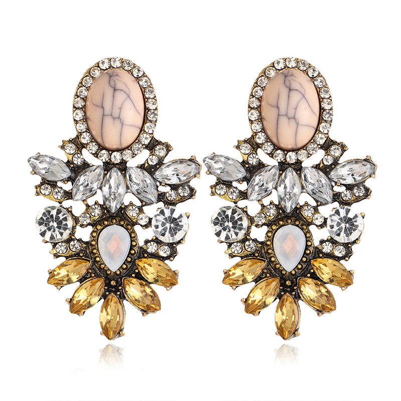 New Elegant Crystal Ear Studs Vintage Jewelry Retro Earrings for Women Cristmas Gifts