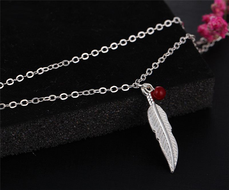 Double Layer Fashion Women Feathers Leaves Anklets Beads Bracelet Tassel Sandals Beach Foot Jewelry