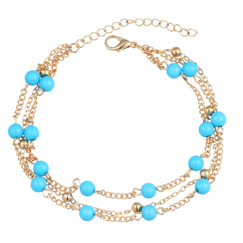 2017 Retro Foot Jewelry Bohemian Beach Holiday Anklet Blue Beads Ankle Bracelets for Women