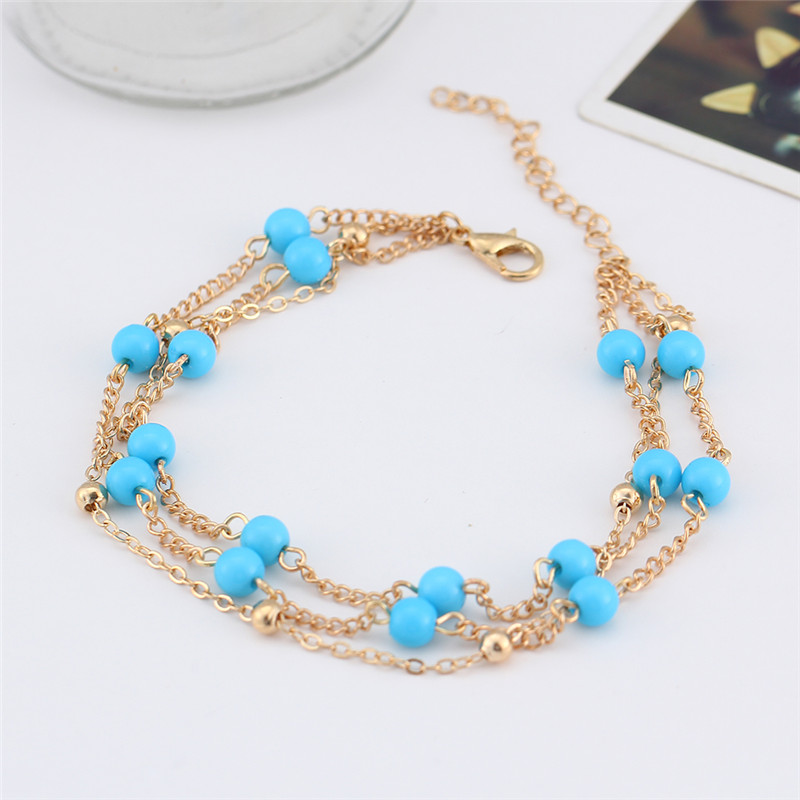 2017 Retro Foot Jewelry Bohemian Beach Holiday Anklet Blue Beads Ankle Bracelets for Women