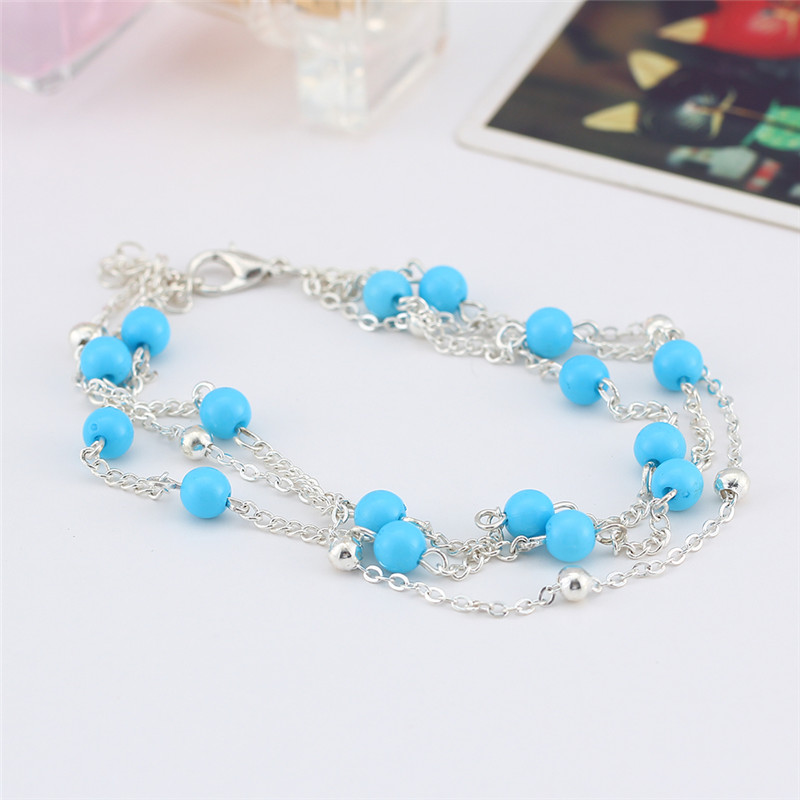 2017 Retro Foot Jewelry Bohemian Beach Holiday Anklet Blue Beads Ankle Bracelets for Women