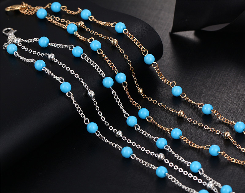 2017 Retro Foot Jewelry Bohemian Beach Holiday Anklet Blue Beads Ankle Bracelets for Women