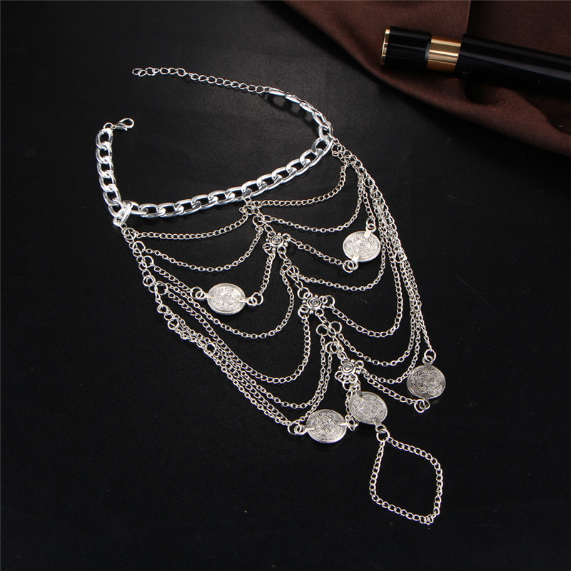 Fashion Bohemian Vintage Ethnic Multilayer Chain Tassels Anklets Coin Anklets for Women